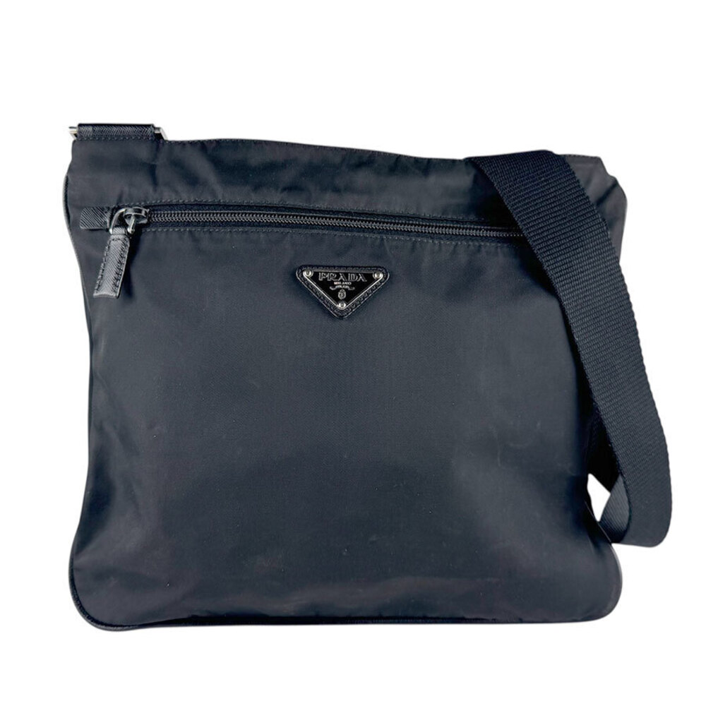 Prada Tessuto Saffiano Leather Shoulder Bag Black